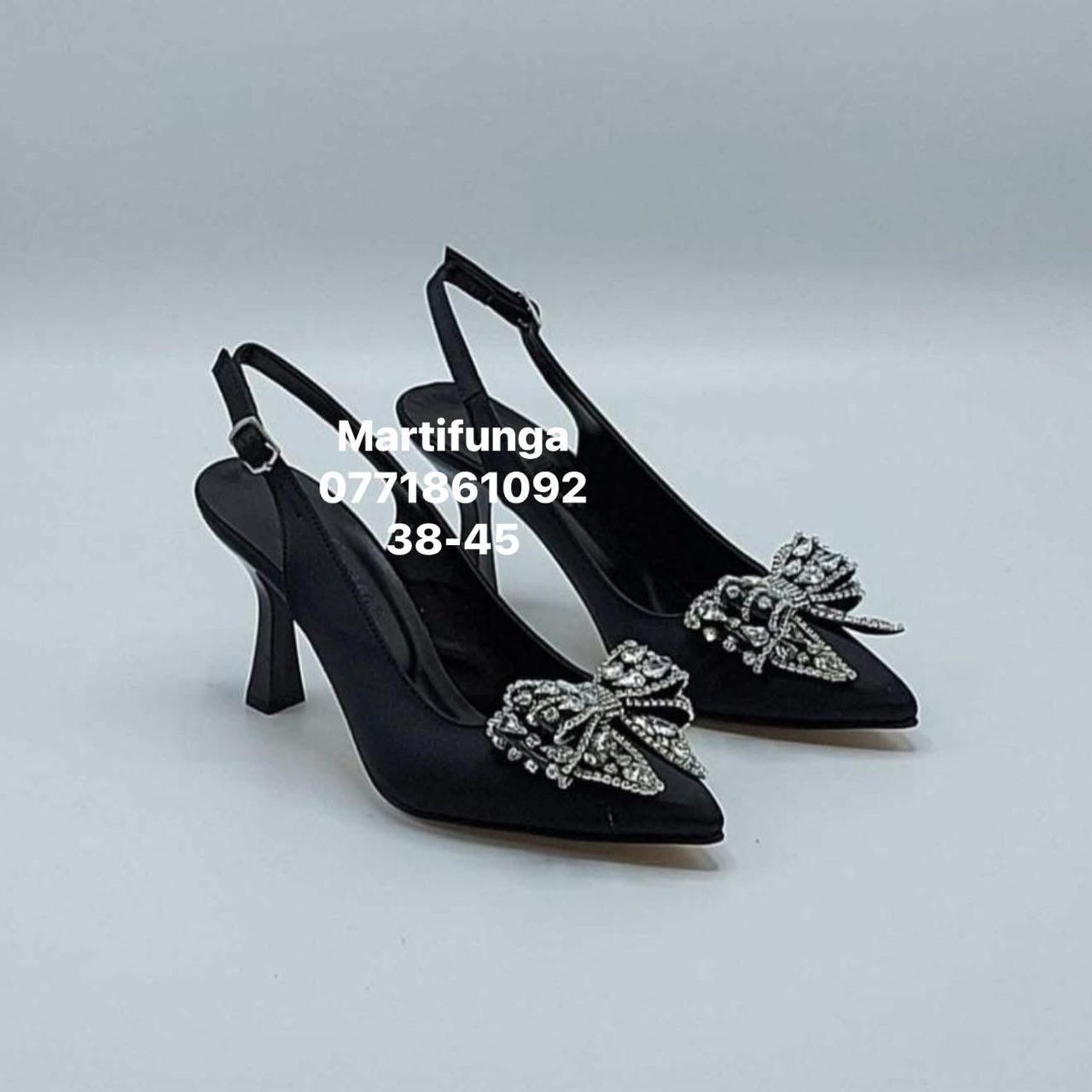 Black Crystal Butterfly Bow Slingback