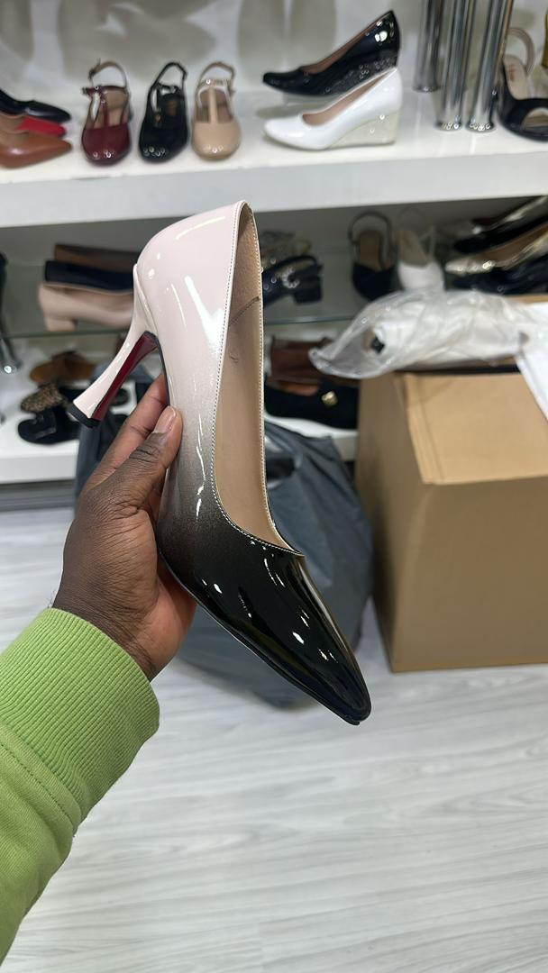 Black Nude Ombre Patent Heels