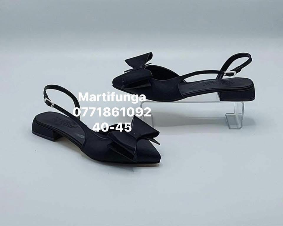 Black Satin Bow Flat Slingbacks