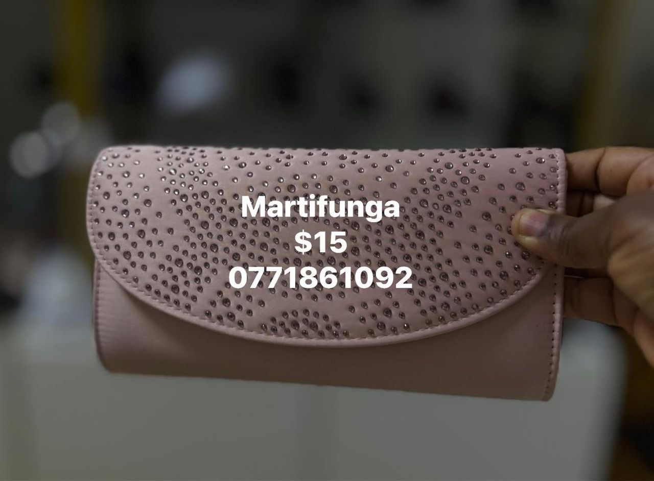 Pink Rhinestone-Studded Clutch