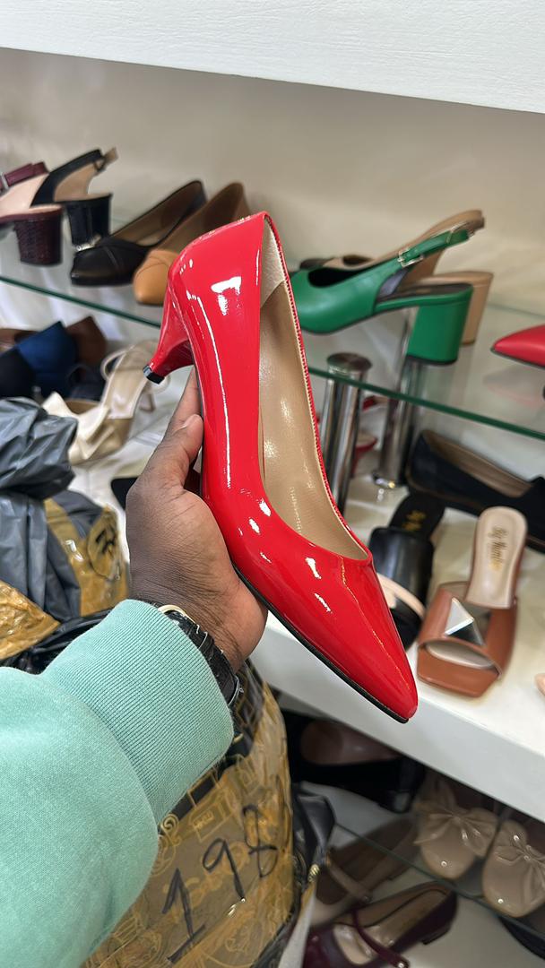 Red Patent Kitten Heel Pumps