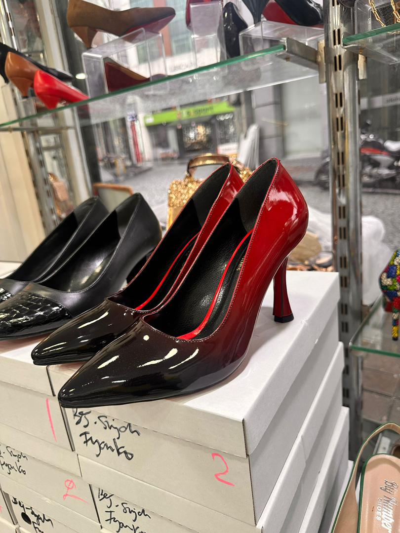 Red Satin Bow Slingback Heels