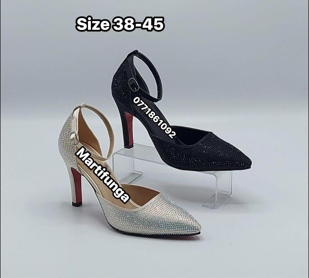 Silver Rhinestone Ankle-Strap Heels