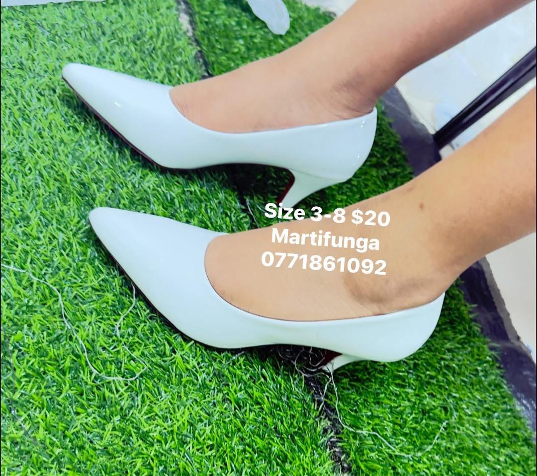 White Patent Kitten Heel Pumps